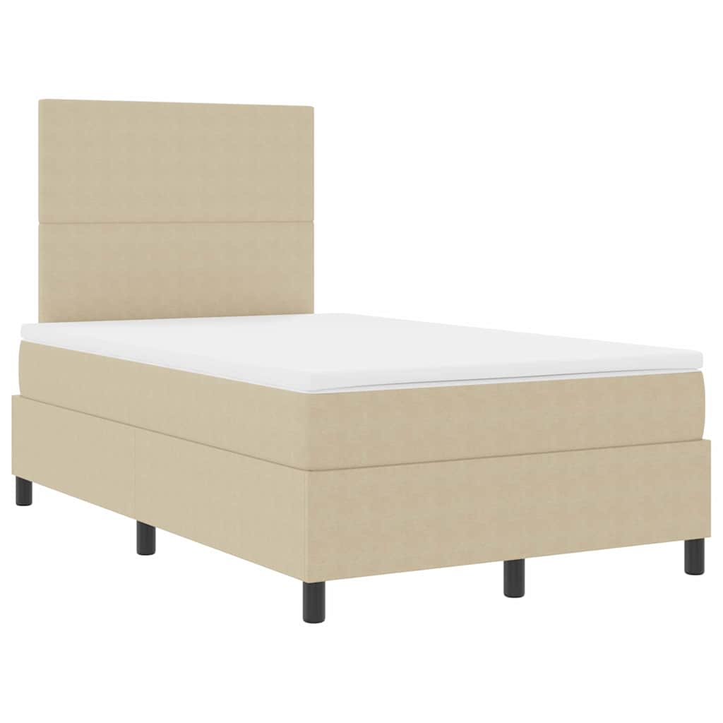 Boxspringbed Lichtgrijs en wit. 120 x 200 cm Katoen Stof