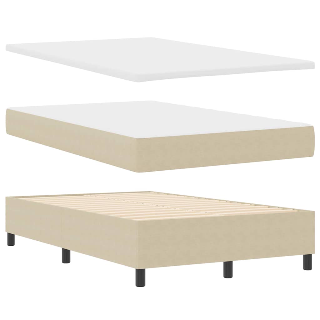 Boxspringbed Lichtgrijs en wit. 120 x 200 cm Katoen Stof