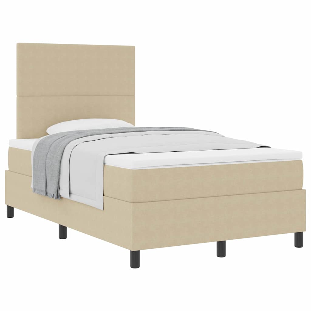 Boxspringbed Lichtgrijs en wit. 120 x 200 cm Katoen Stof