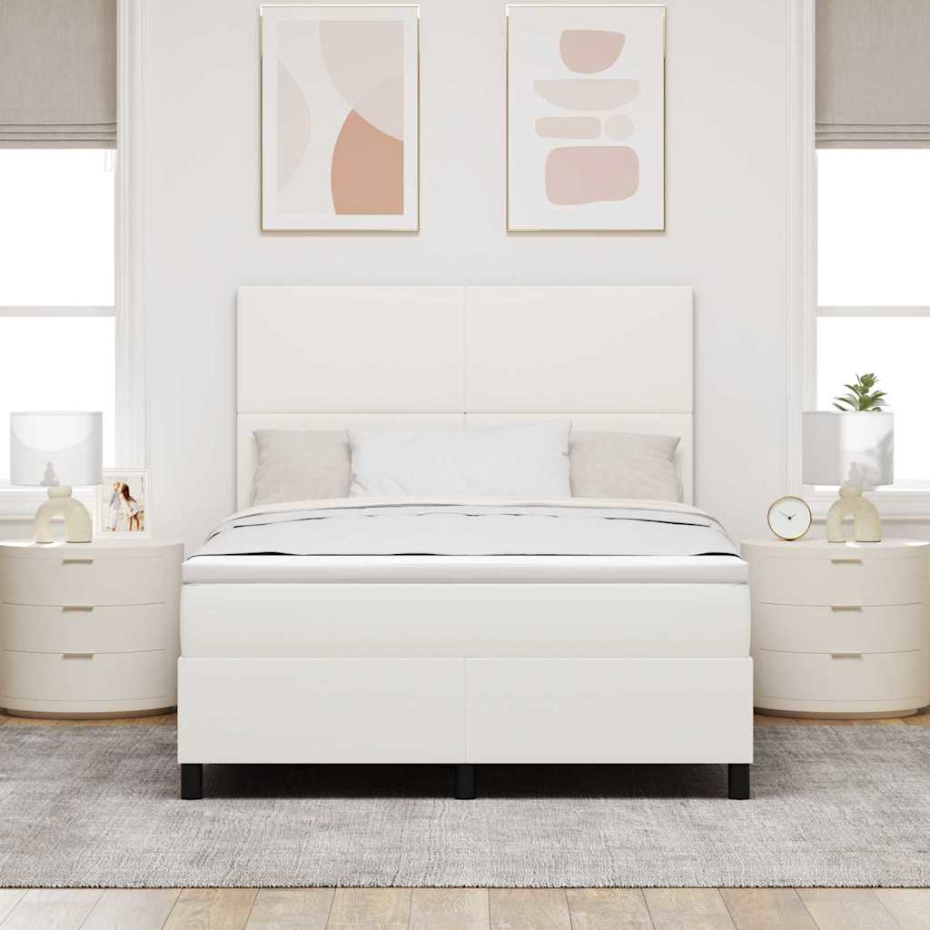 Boxspringbed Crème en Wit 160 x 200 cm Katoen Stof is nu te koop bij PeponiXL, paradijselijk wonen!