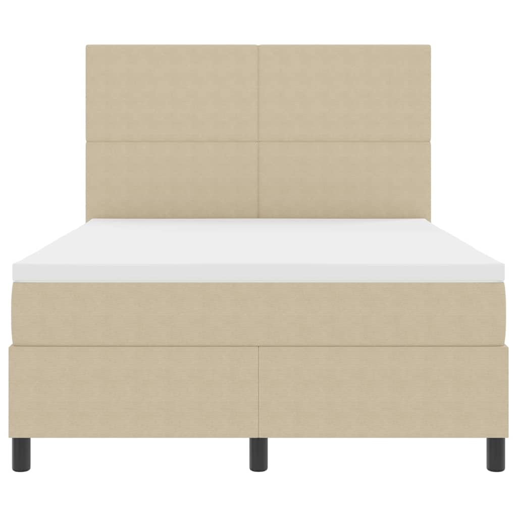 Boxspringbed Lichtgrijs en wit. 160 x 200 cm Katoen Stof