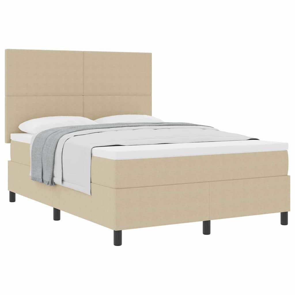 Boxspringbed Lichtgrijs en wit. 160 x 200 cm Katoen Stof