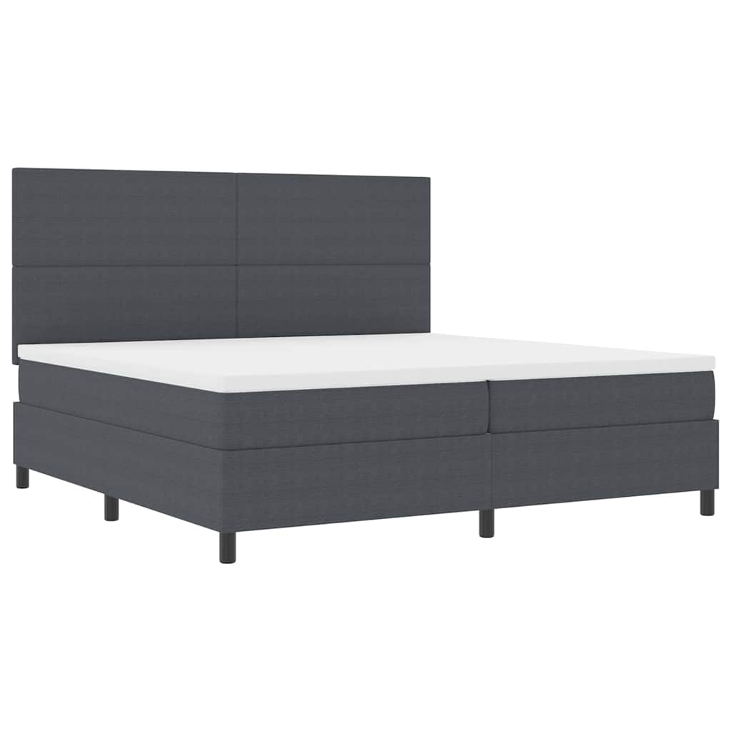Boxspringbed Donkergrijs en Wit 200 x 200 cm Katoen Stof is nu te koop bij PeponiXL, paradijselijk wonen!
