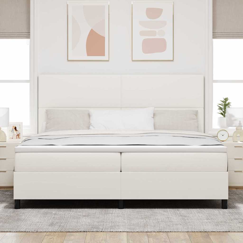 Boxspringbed Crème en Wit 200 x 200 cm Katoen Stof is nu te koop bij PeponiXL, paradijselijk wonen!