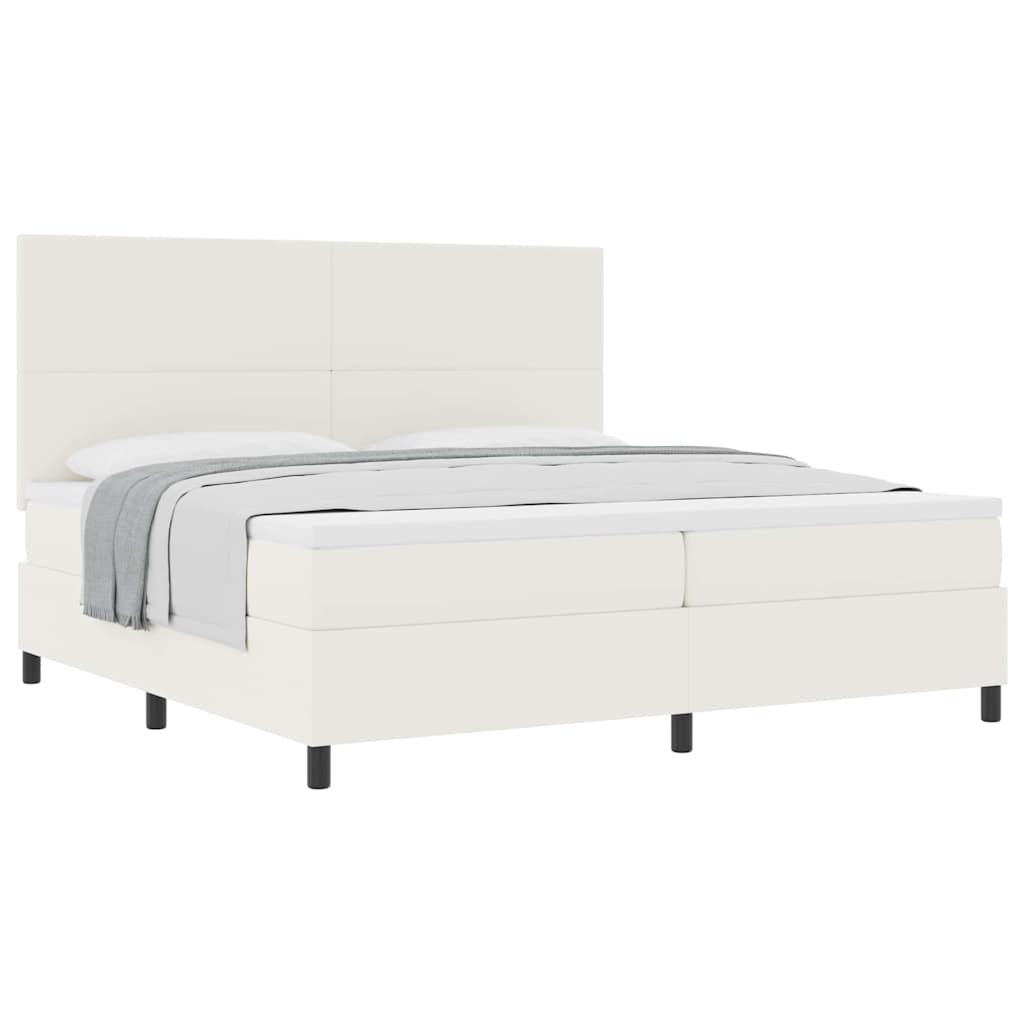 Boxspringbed Crème en Wit 200 x 200 cm Katoen Stof is nu te koop bij PeponiXL, paradijselijk wonen!
