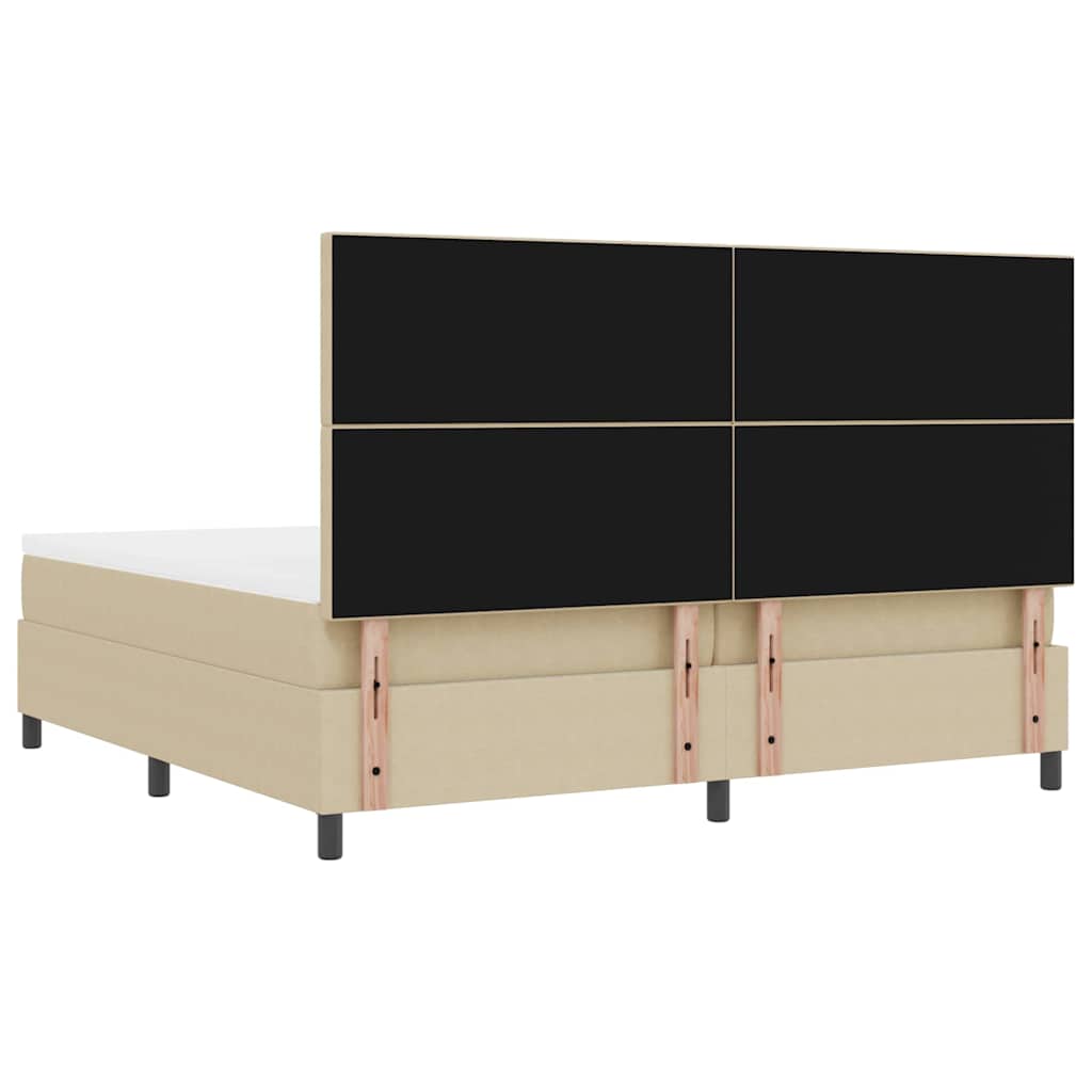 Boxspringbed Lichtgrijs en wit. 200 x 200 cm Katoen Stof is nu te koop bij PeponiXL, paradijselijk wonen!