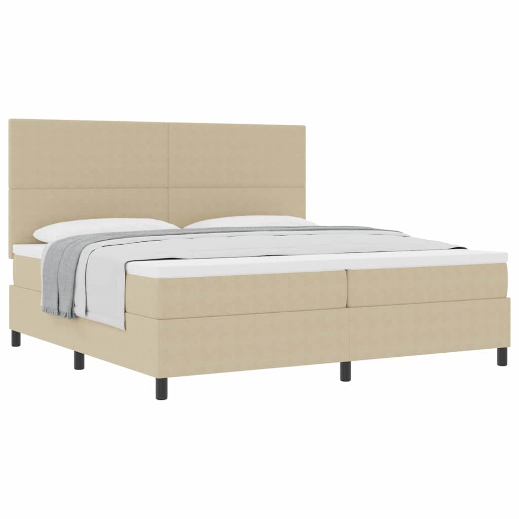 Boxspringbed Lichtgrijs en wit. 200 x 200 cm Katoen Stof is nu te koop bij PeponiXL, paradijselijk wonen!