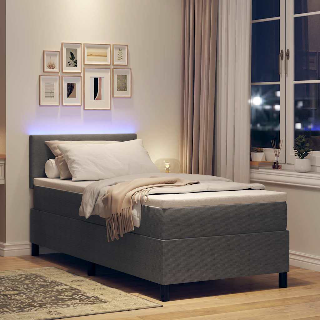 LED Box Spring Bed Lichtgrijs en wit. 80 x 200 cm Katoen Stof is nu te koop bij PeponiXL, paradijselijk wonen!