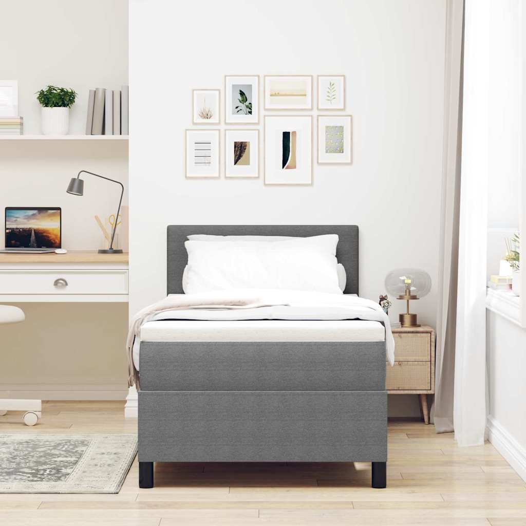 LED Box Spring Bed Lichtgrijs en wit. 80 x 200 cm Katoen Stof is nu te koop bij PeponiXL, paradijselijk wonen!
