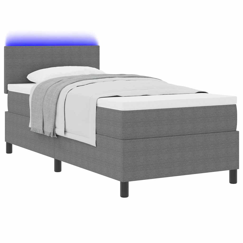 LED Box Spring Bed Lichtgrijs en wit. 80 x 200 cm Katoen Stof is nu te koop bij PeponiXL, paradijselijk wonen!