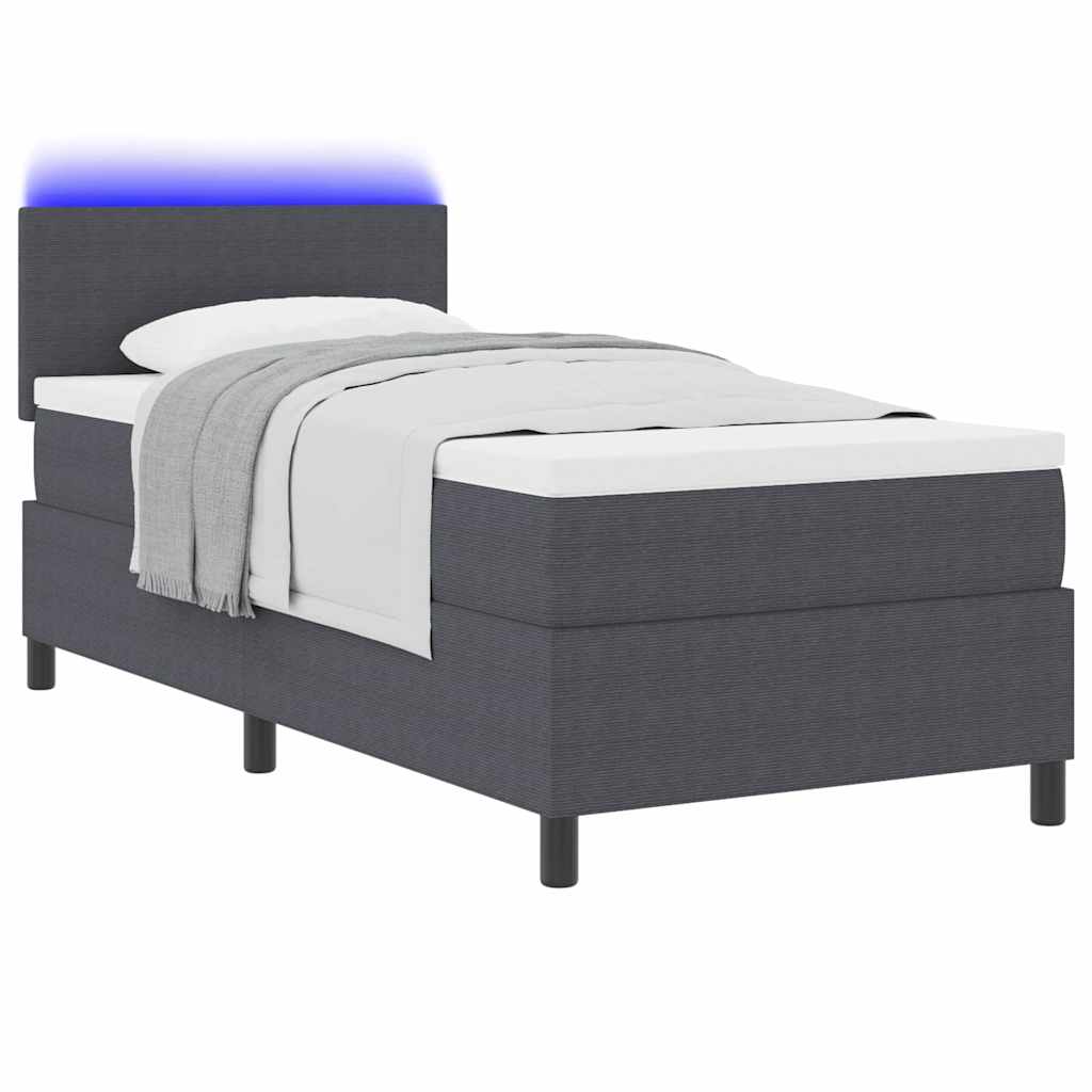 LED Box Spring Bed Donkergrijs en Wit 80 x 200 cm Katoen Stof is nu te koop bij PeponiXL, paradijselijk wonen!