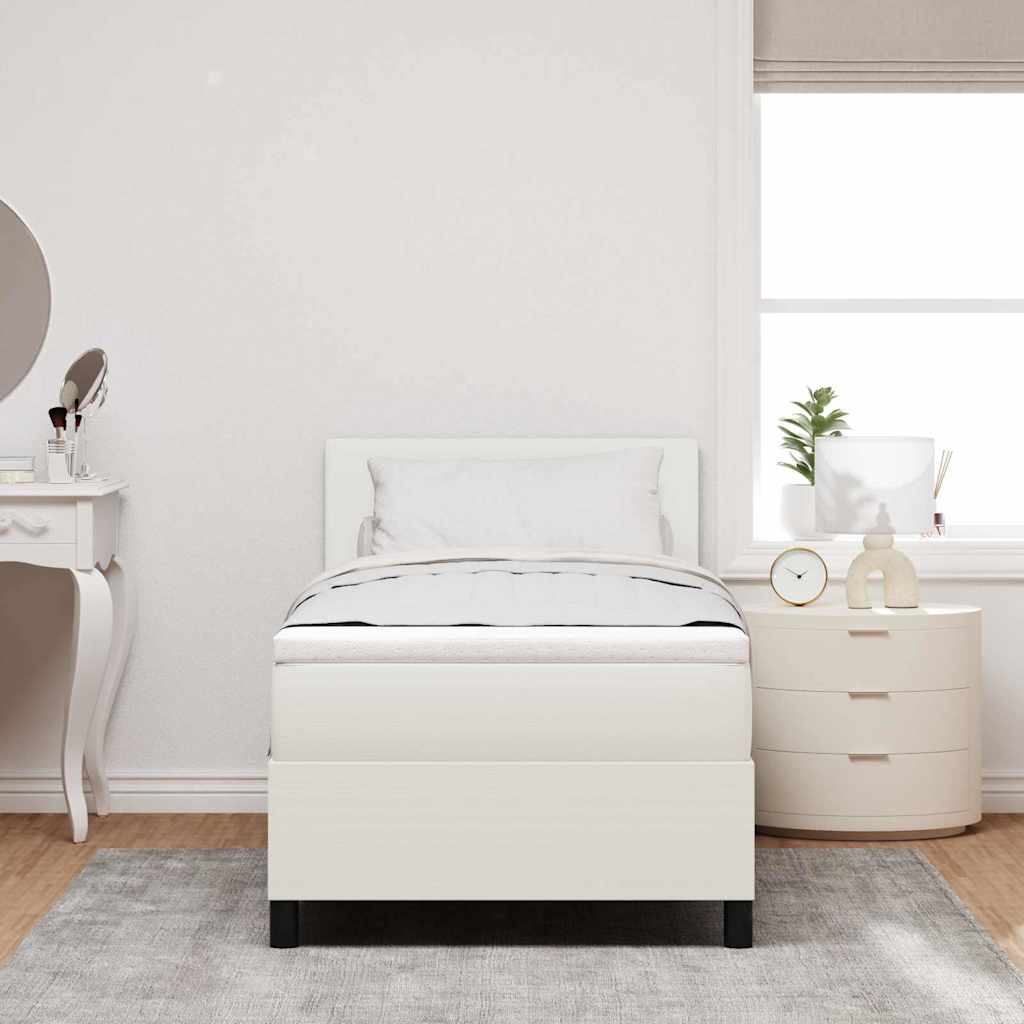 LED Box Spring Bed Crème en Wit 100 x 200 cm Katoen Stof is nu te koop bij PeponiXL, paradijselijk wonen!
