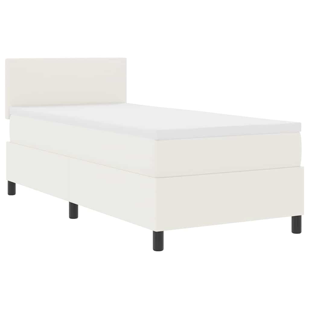 LED Box Spring Bed Crème en Wit 100 x 200 cm Katoen Stof is nu te koop bij PeponiXL, paradijselijk wonen!