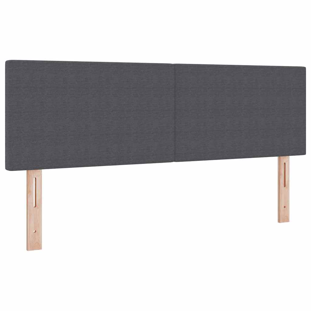 LED Box Spring Bed Donkergrijs en Wit 140 x 190 cm Katoen Stof is nu te koop bij PeponiXL, paradijselijk wonen!