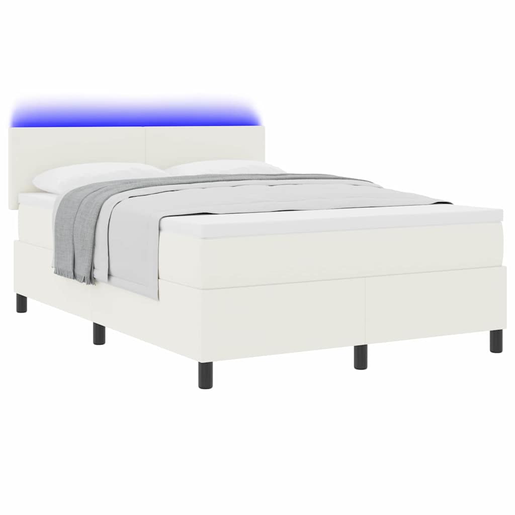 LED Box Spring Bed Crème en Wit 160 x 200 cm Katoen Stof is nu te koop bij PeponiXL, paradijselijk wonen!