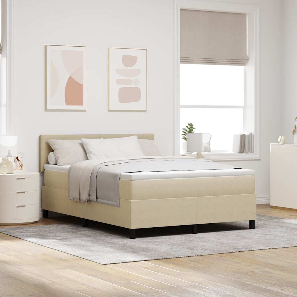 LED Box Spring Bed Lichtgrijs en wit. 160 x 200 cm Katoen Stof