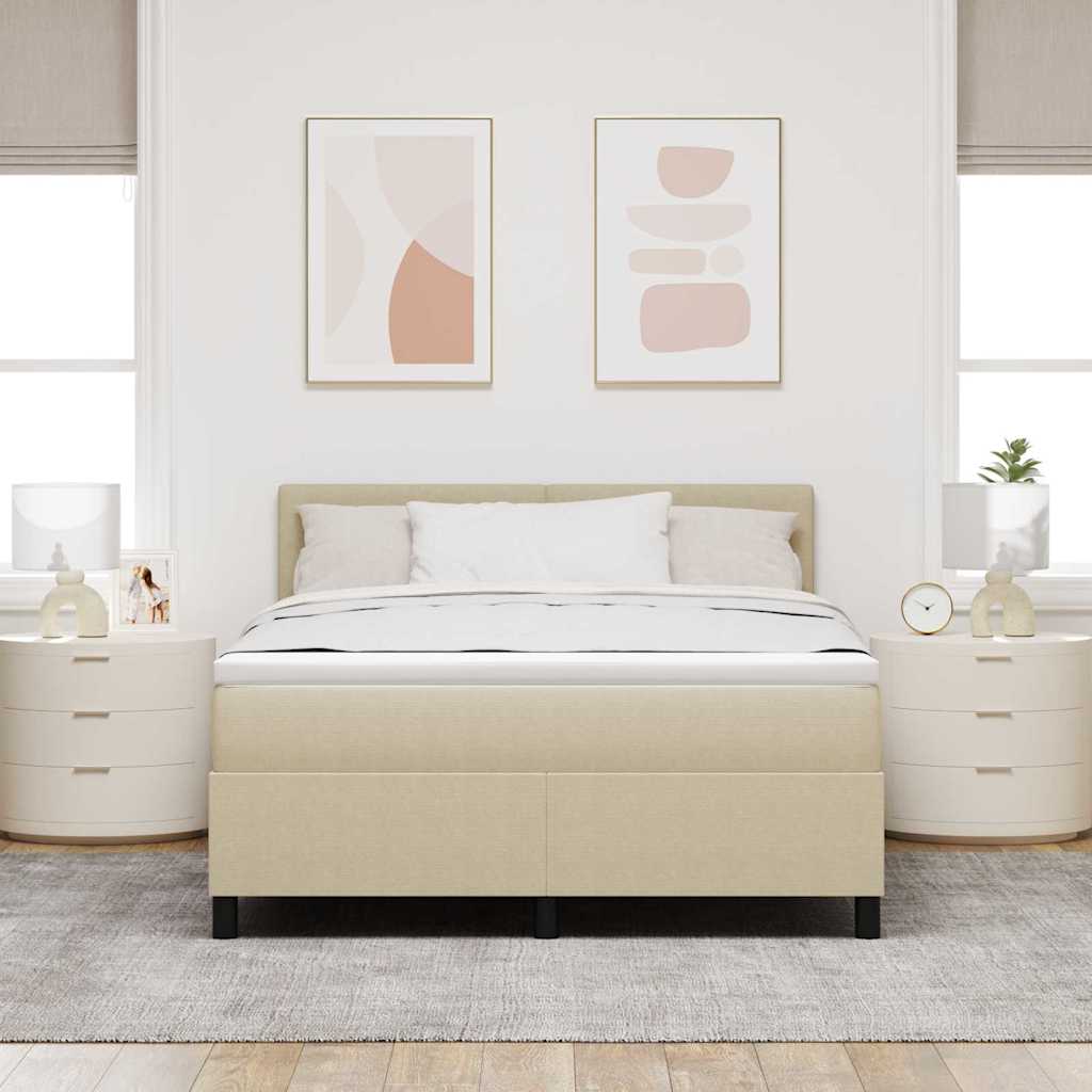 LED Box Spring Bed Lichtgrijs en wit. 160 x 200 cm Katoen Stof