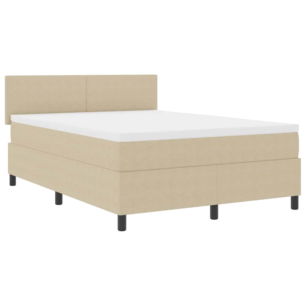 LED Box Spring Bed Lichtgrijs en wit. 160 x 200 cm Katoen Stof