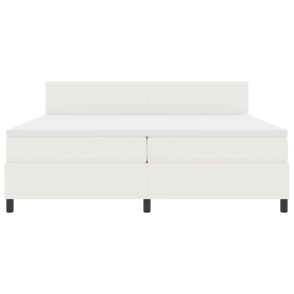 LED Box Spring Bed Crème en Wit 200 x 200 cm Katoen Stof is nu te koop bij PeponiXL, paradijselijk wonen!