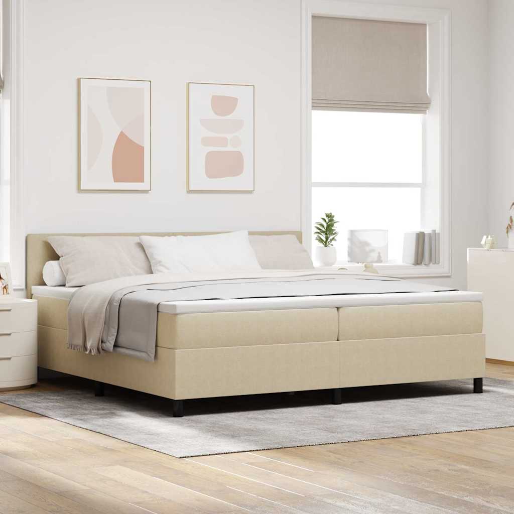 LED Box Spring Bed Lichtgrijs en wit. 200 x 200 cm Katoen Stof is nu te koop bij PeponiXL, paradijselijk wonen!