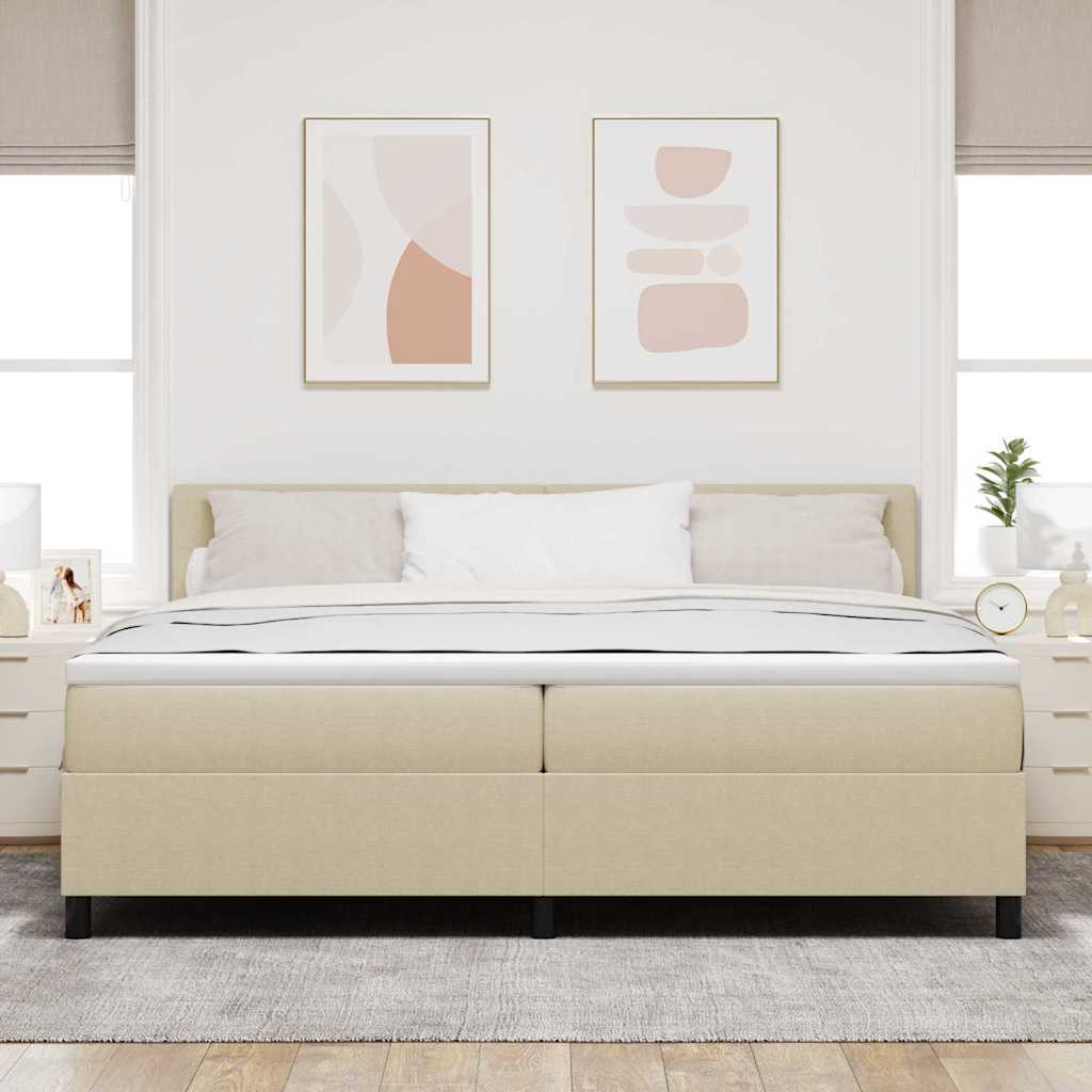 LED Box Spring Bed Lichtgrijs en wit. 200 x 200 cm Katoen Stof is nu te koop bij PeponiXL, paradijselijk wonen!