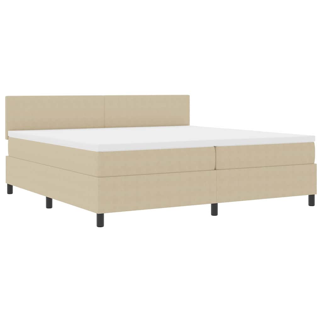 LED Box Spring Bed Lichtgrijs en wit. 200 x 200 cm Katoen Stof is nu te koop bij PeponiXL, paradijselijk wonen!