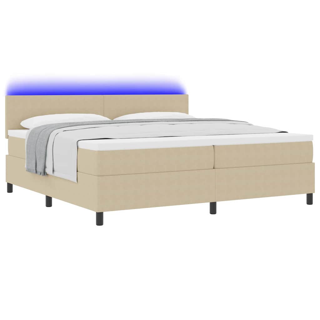 LED Box Spring Bed Lichtgrijs en wit. 200 x 200 cm Katoen Stof is nu te koop bij PeponiXL, paradijselijk wonen!