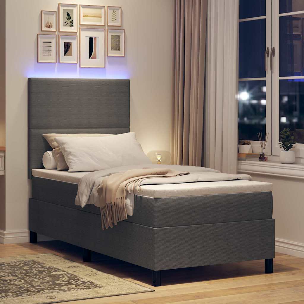 LED Box Spring Bed Lichtgrijs en wit. 80 x 200 cm Katoen Stof is nu te koop bij PeponiXL, paradijselijk wonen!