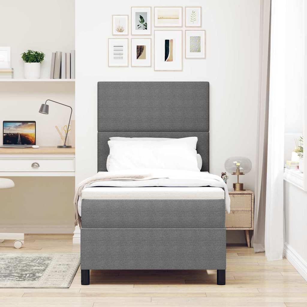 LED Box Spring Bed Lichtgrijs en wit. 80 x 200 cm Katoen Stof is nu te koop bij PeponiXL, paradijselijk wonen!