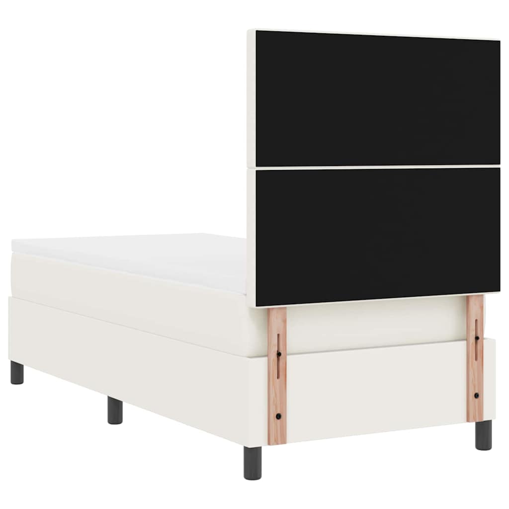 LED Box Spring Bed Crème en Wit 90 x 200 cm Katoen Stof is nu te koop bij PeponiXL, paradijselijk wonen!