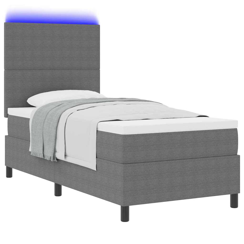 LED Box Spring Bed Lichtgrijs en wit. 100 x 200 cm Katoen Stof is nu te koop bij PeponiXL, paradijselijk wonen!