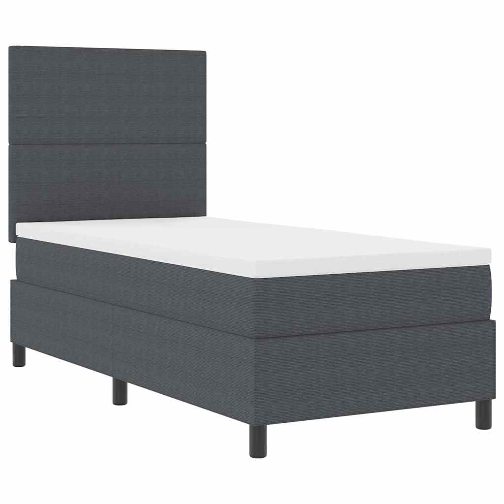 LED Box Spring Bed Donkergrijs en Wit 100 x 200 cm Katoen Stof is nu te koop bij PeponiXL, paradijselijk wonen!