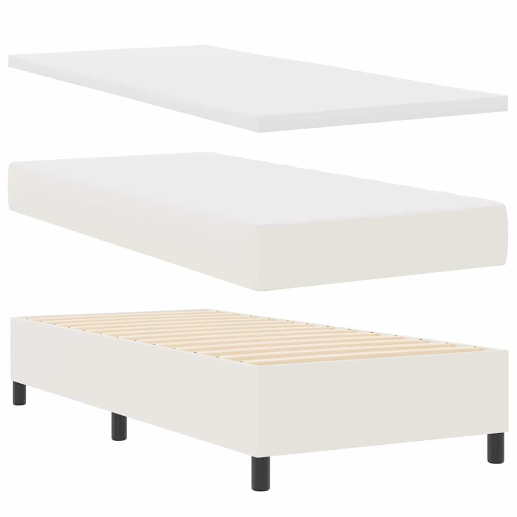 LED Box Spring Bed Crème en Wit 100 x 200 cm Katoen Stof is nu te koop bij PeponiXL, paradijselijk wonen!