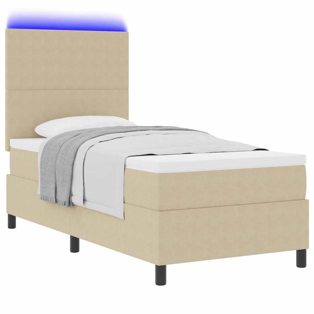 LED Box Spring Bed Lichtgrijs en wit. 100 x 200 cm Katoen Stof is nu te koop bij PeponiXL, paradijselijk wonen!