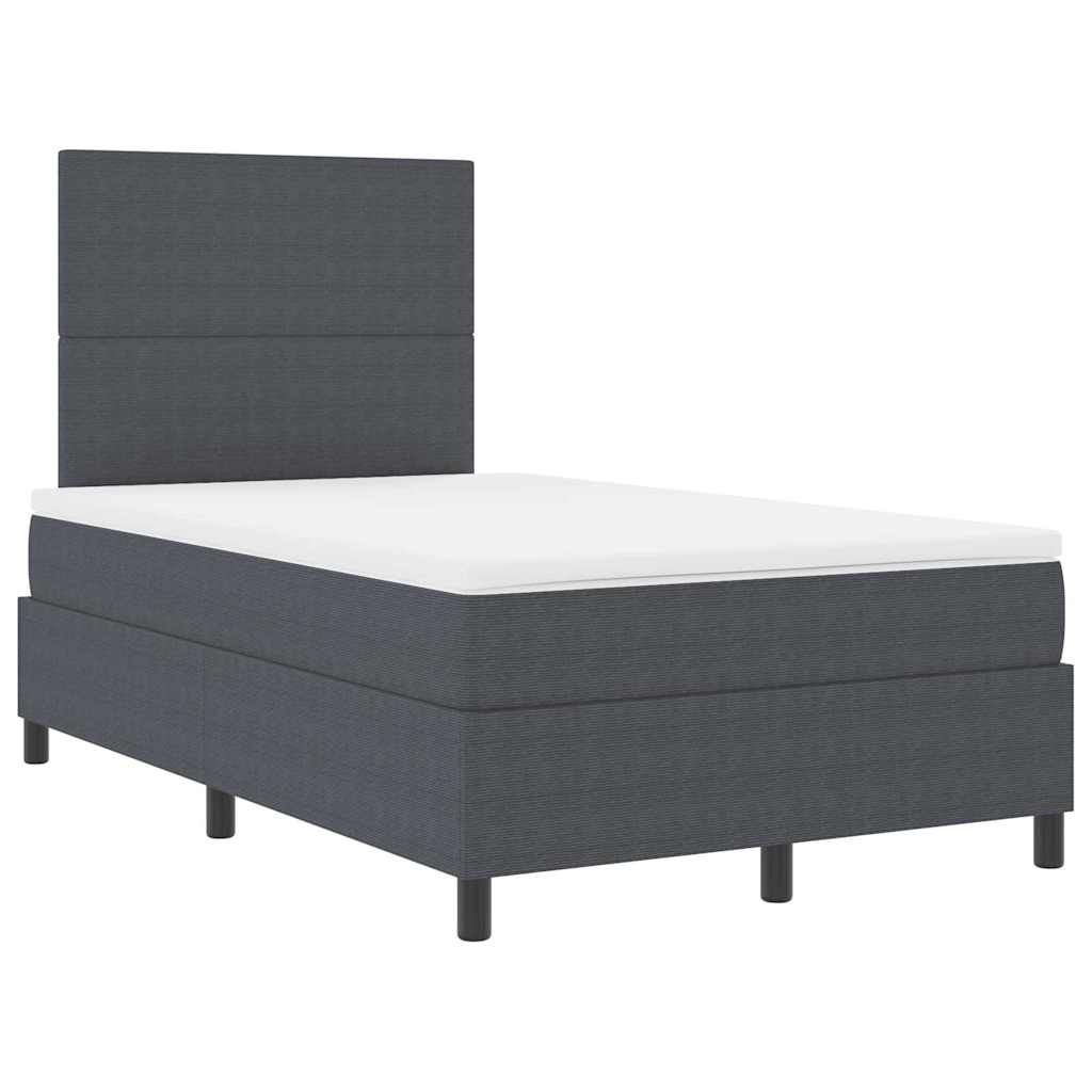 LED Box Spring Bed Donkergrijs en Wit 120 x 190 cm Katoen Stof is nu te koop bij PeponiXL, paradijselijk wonen!