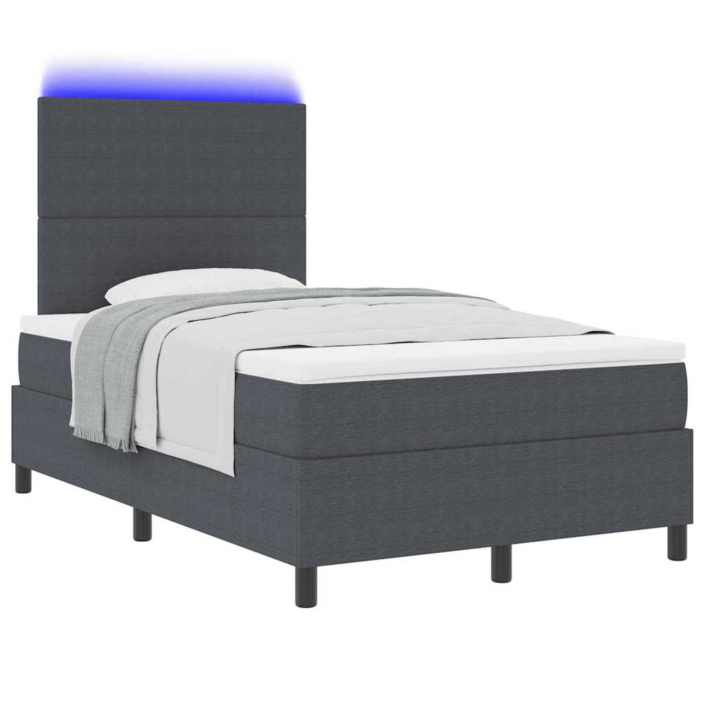 LED Box Spring Bed Donkergrijs en Wit 120 x 190 cm Katoen Stof is nu te koop bij PeponiXL, paradijselijk wonen!