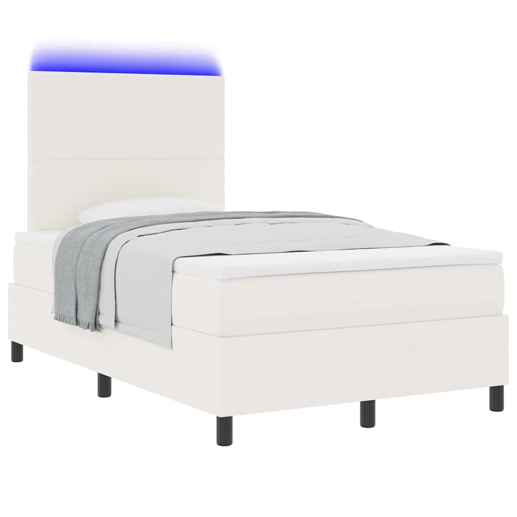 LED Box Spring Bed Crème en Wit 120 x 200 cm Katoen Stof is nu te koop bij PeponiXL, paradijselijk wonen!