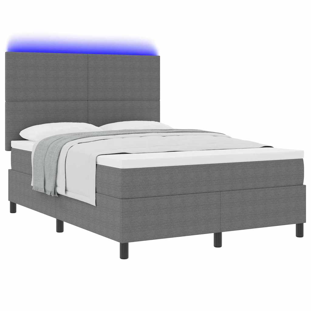 LED Box Spring Bed Lichtgrijs en wit. 140 x 190 cm Katoen Stof is nu te koop bij PeponiXL, paradijselijk wonen!
