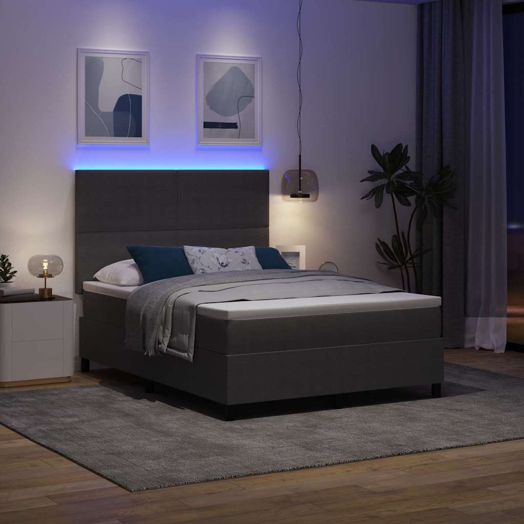 LED Box Spring Bed Lichtgrijs en wit. 140 x 200 cm Katoen Stof is nu te koop bij PeponiXL, paradijselijk wonen!