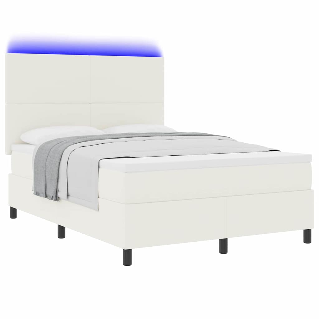 LED Box Spring Bed Crème en Wit 160 x 200 cm Katoen Stof is nu te koop bij PeponiXL, paradijselijk wonen!