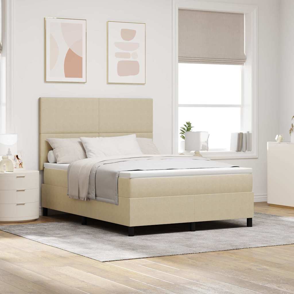 LED Box Spring Bed Lichtgrijs en wit. 160 x 200 cm Katoen Stof