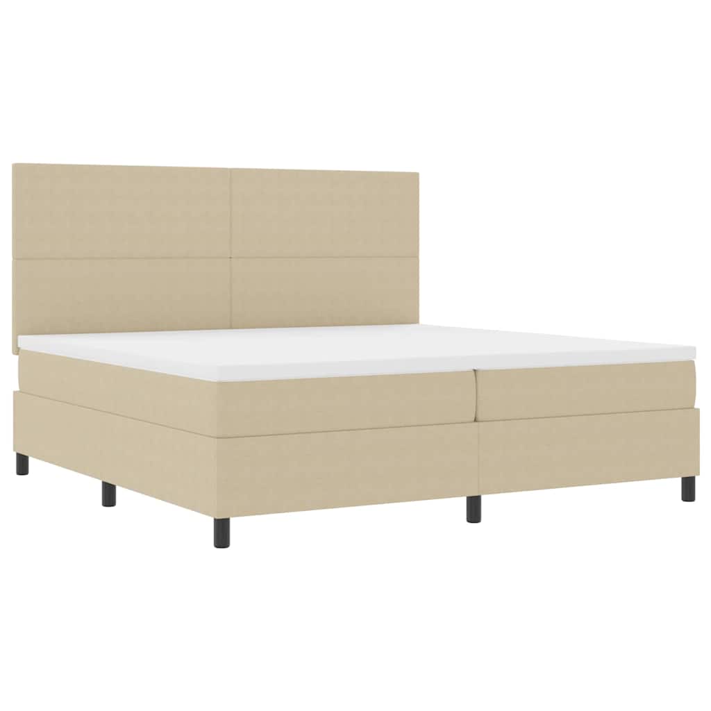 LED Box Spring Bed Lichtgrijs en wit. 200 x 200 cm Katoen Stof is nu te koop bij PeponiXL, paradijselijk wonen!