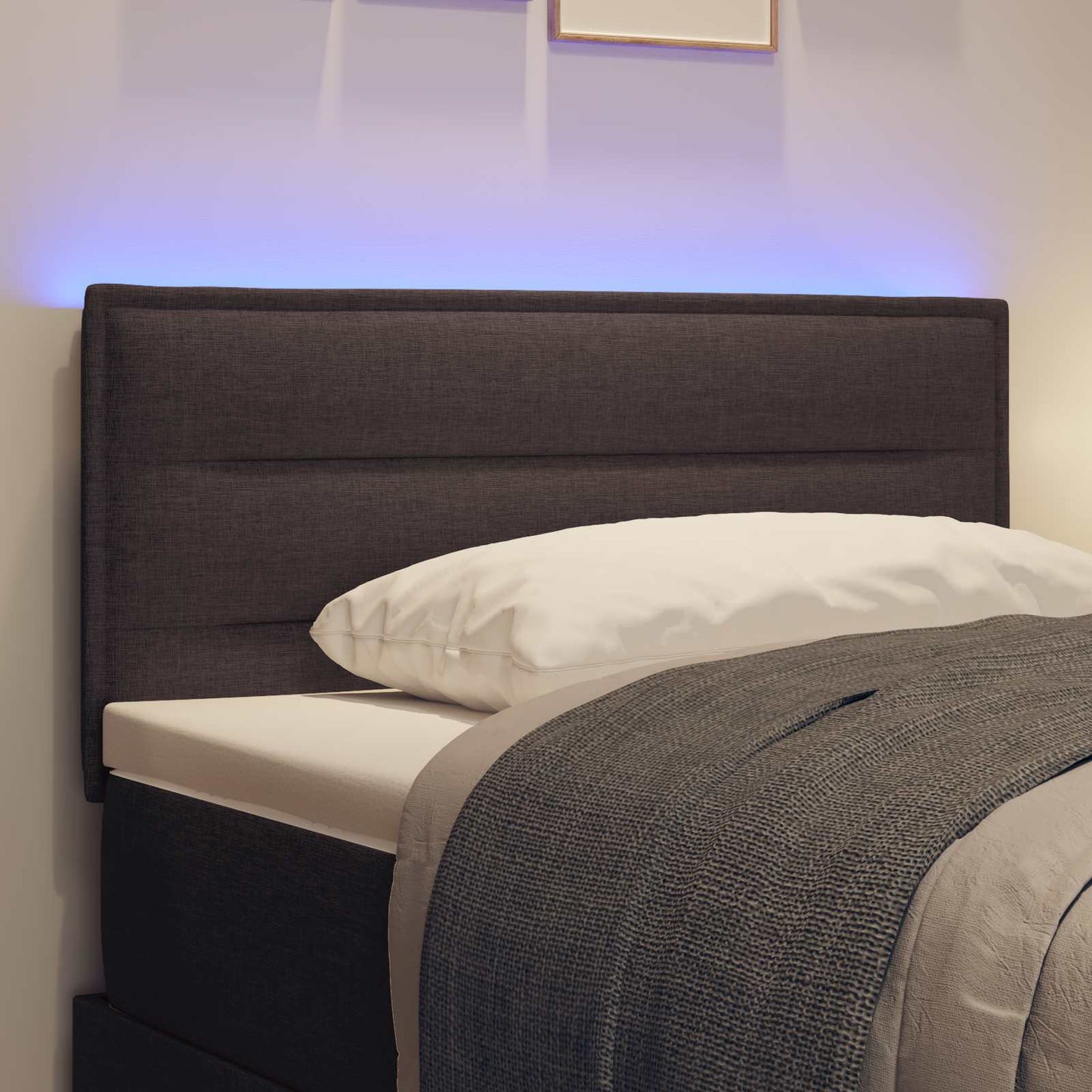 LED Hoofdbord met LED-stripverlichting Donkerbruin 80 cm Stof is nu te koop bij PeponiXL, paradijselijk wonen!