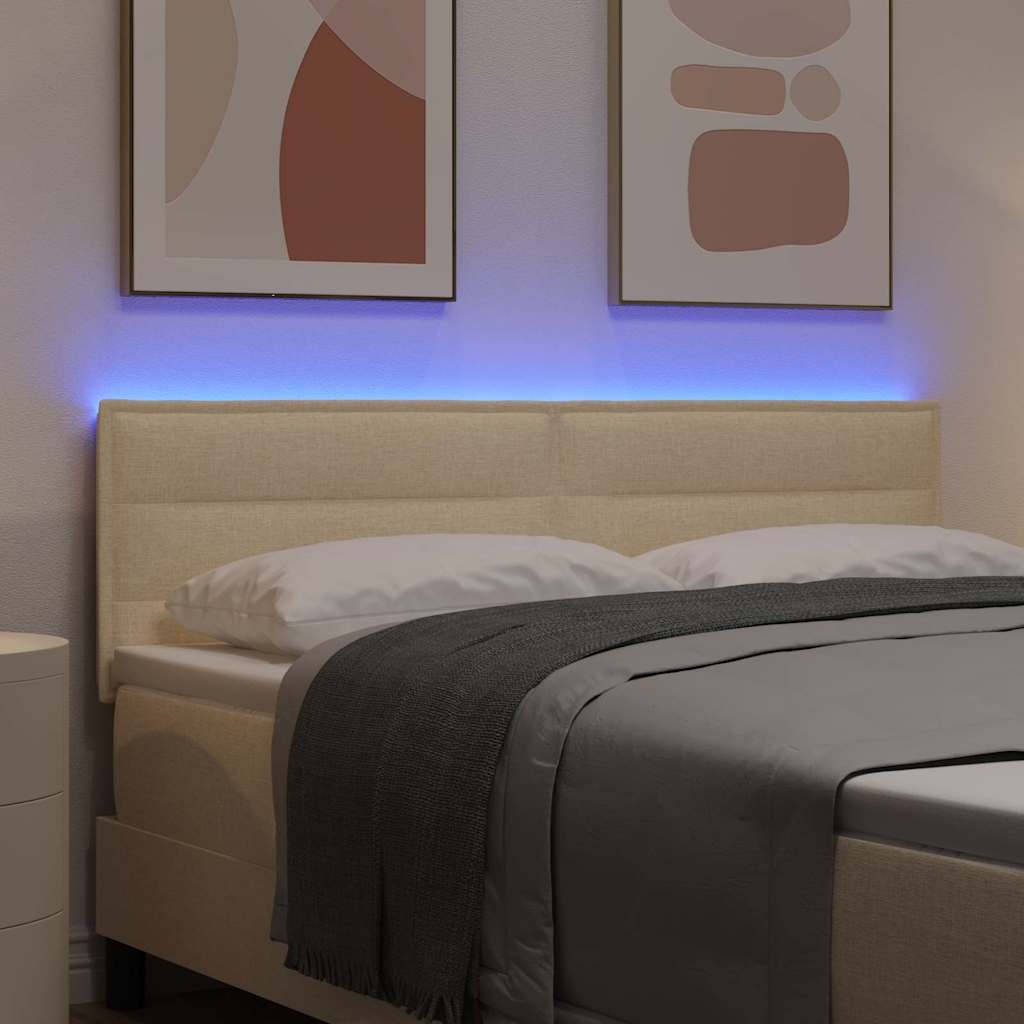 LED Hoofdbord met LED-stripverlichting Crème 160 cm Stof is nu te koop bij PeponiXL, paradijselijk wonen!