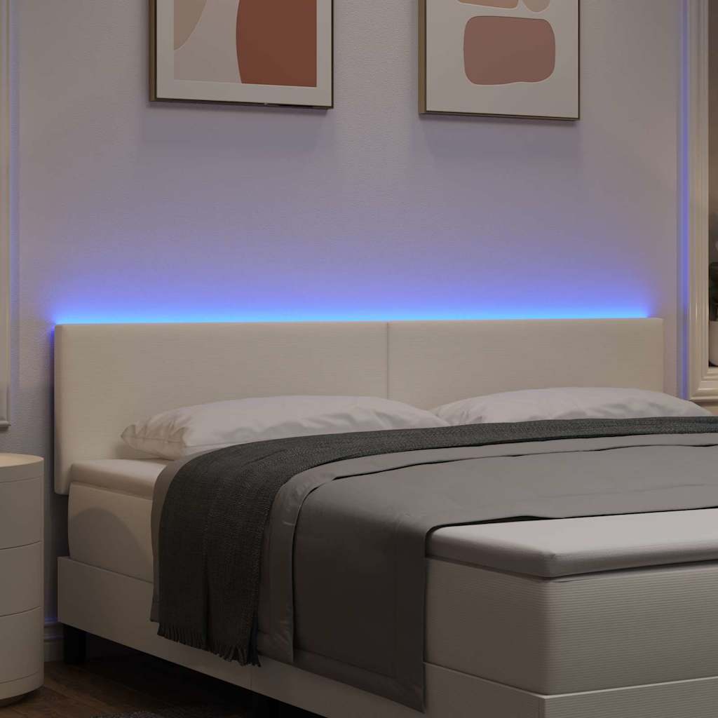 LED Hoofdbord met LED-stripverlichting Crème 180 cm Katoen Stof is nu te koop bij PeponiXL, paradijselijk wonen!