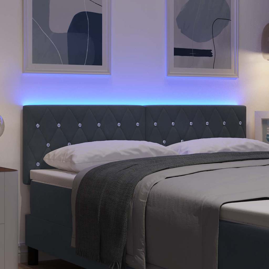 LED Hoofdbord met hoofdeinde Donkergrijs 160 cm Fluweel is nu te koop bij PeponiXL, paradijselijk wonen!