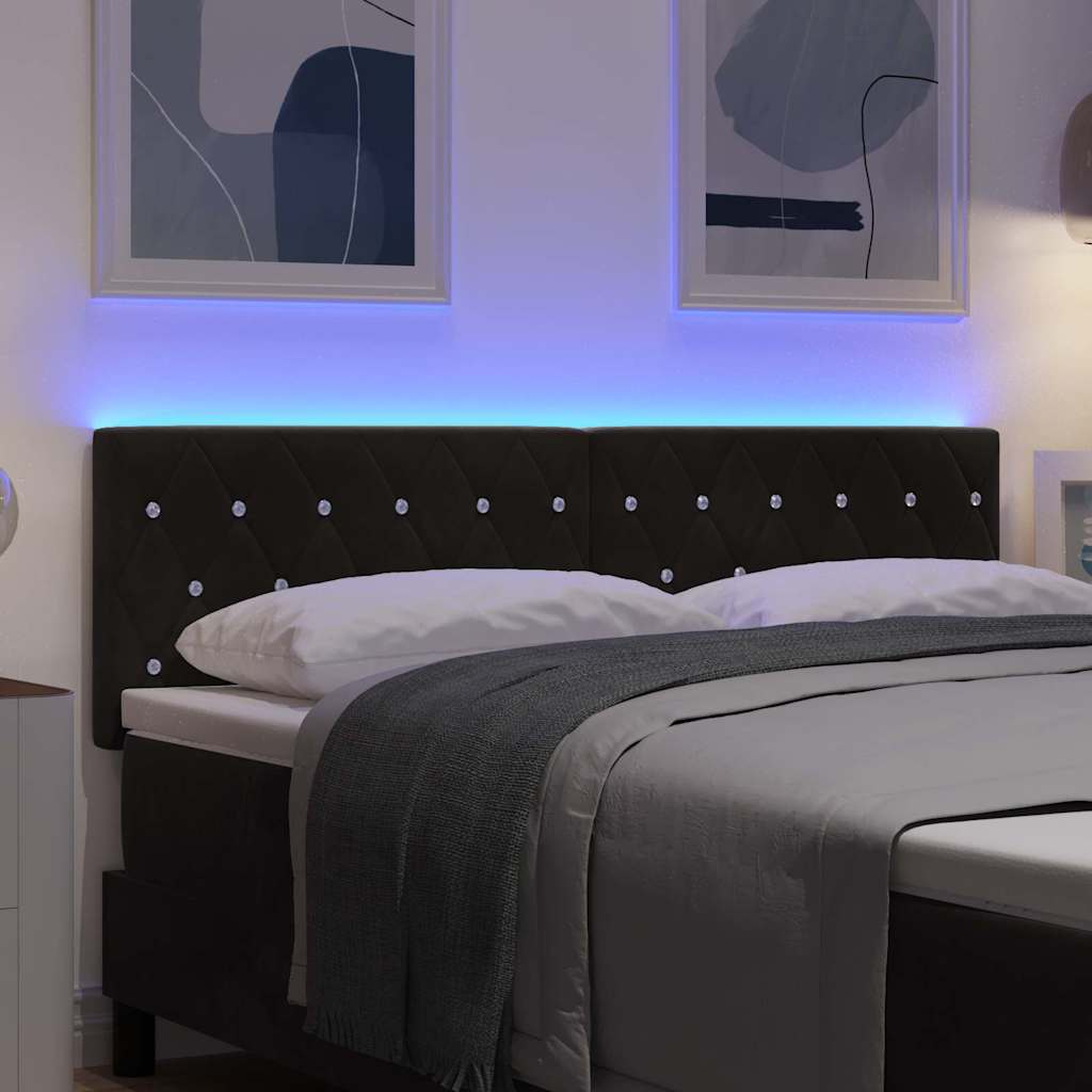 LED Hoofdbord met LED-stripverlichting Zwart 160 cm Fluweel is nu te koop bij PeponiXL, paradijselijk wonen!