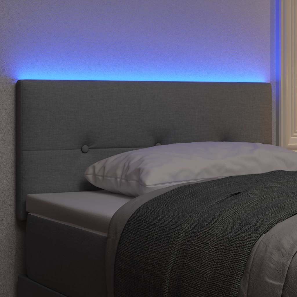 LED Hoofdbord met LED-stripverlichting Lichtgrijs 90 cm Stof is nu te koop bij PeponiXL, paradijselijk wonen!