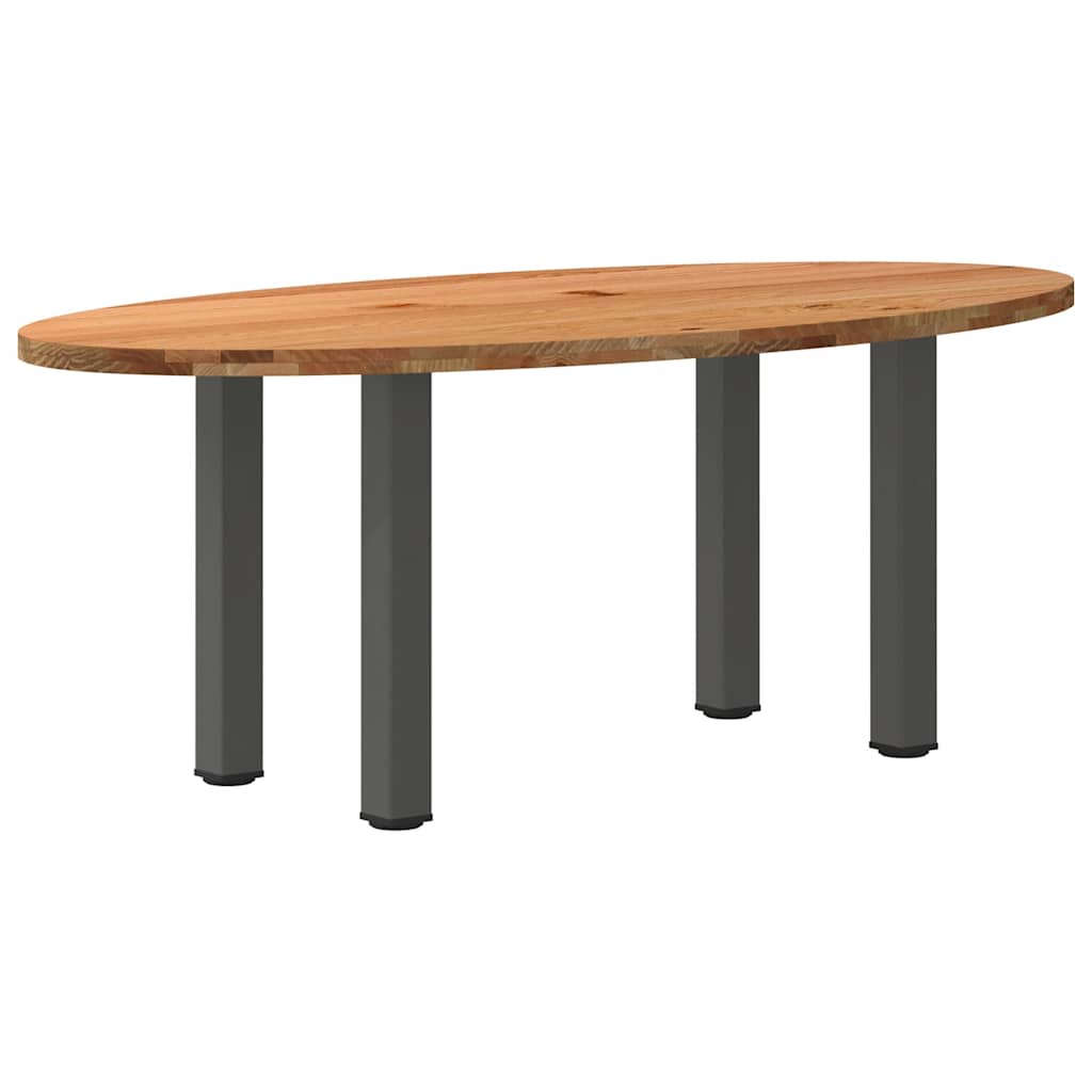 Eettafel 200x100x74 cm ovaal massief eikenhout lichtbruin is nu te koop bij PeponiXL, paradijselijk wonen!