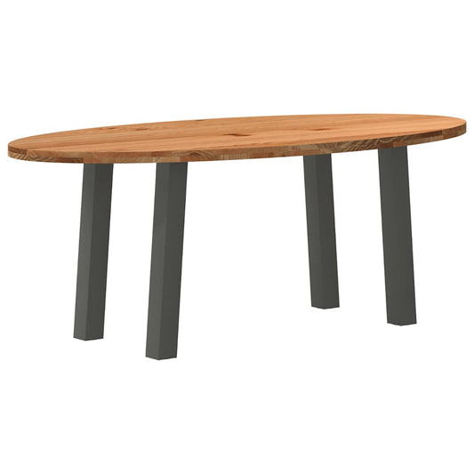 Eettafel 200x100x74 cm ovaal massief eikenhout lichtbruin is nu te koop bij PeponiXL, paradijselijk wonen!